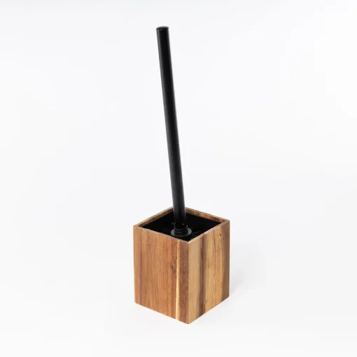 Escova wc castanha em madeira acácia
