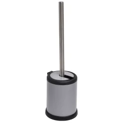 Escova wc cinza mate com tampa rebatível