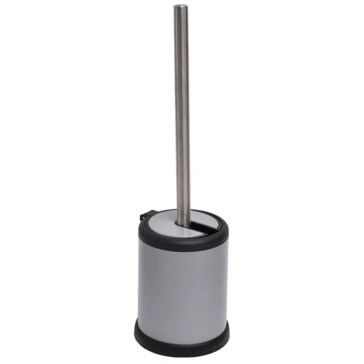 Escova wc cinza mate com tampa rebatível