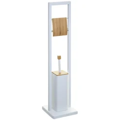 Escova wc com suporte branco em bambu
