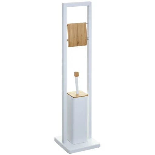 Escova wc com suporte branco em bambu