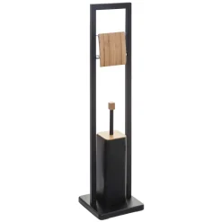 Escova wc com suporte preto em bambu