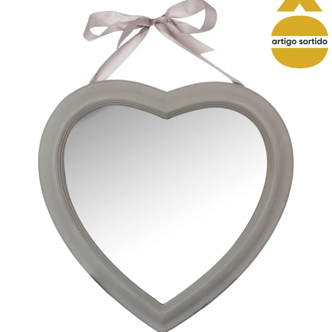 Espelho coração com laço 40cm