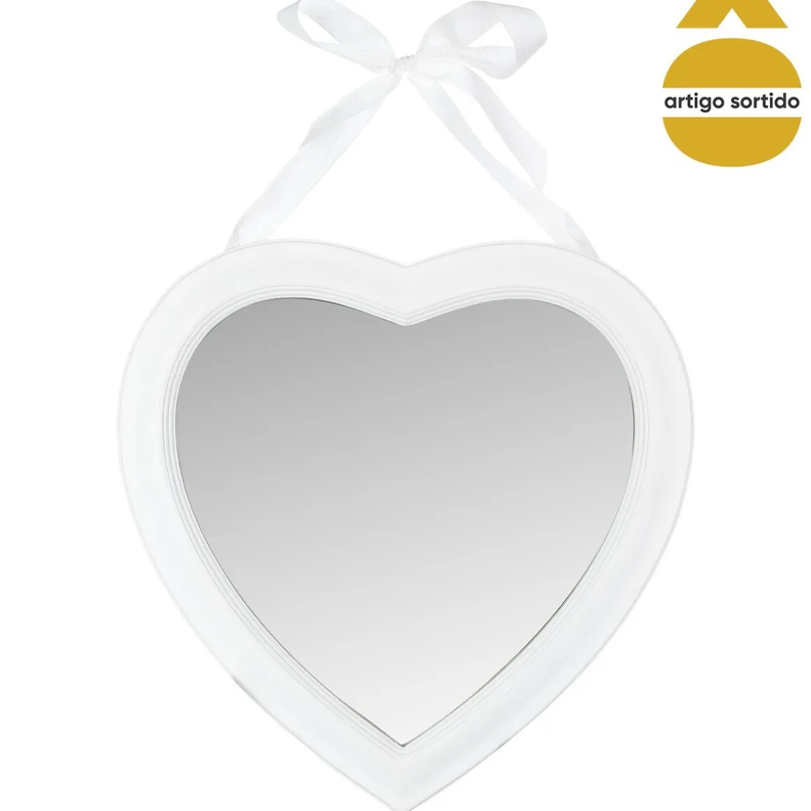 Espelho coração com laço 40cm