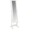 Espelho de chão com móvel de bijuteria branco 145cm