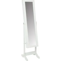 Espelho de chão com móvel de bijuteria branco 145cm