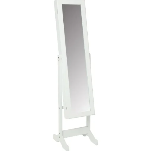 Espelho de chão com móvel de bijuteria branco 145cm