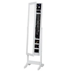 Espelho de chão com móvel de bijuteria branco 145cm