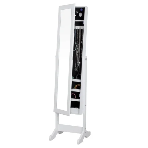 Espelho de chão com móvel de bijuteria branco 145cm