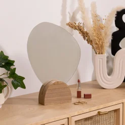 Espelho de mesa OLME com base em madeira