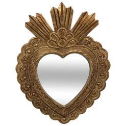 Espelho de parede alison dourado forma de coração