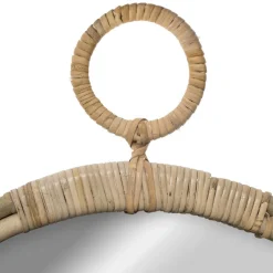 Espelho de parede bege em rattan
