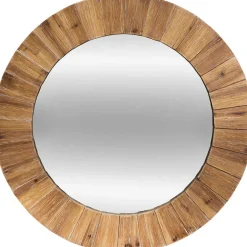 Espelho de parede castanho em madeira 83cm