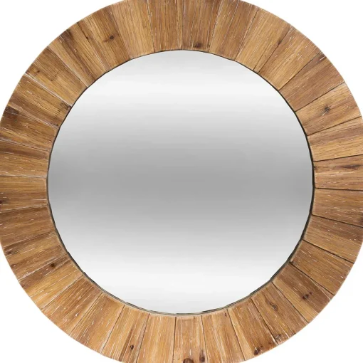 Espelho de parede castanho em madeira 83cm