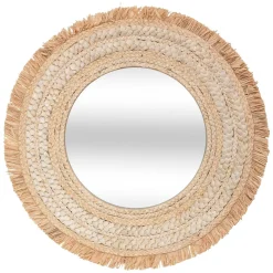 Espelho de parede CELIA bege ráfia 68cm