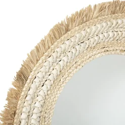 Espelho de parede CELIA bege ráfia 68cm