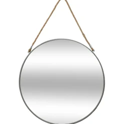 Espelho de parede cinza com corda 55cm