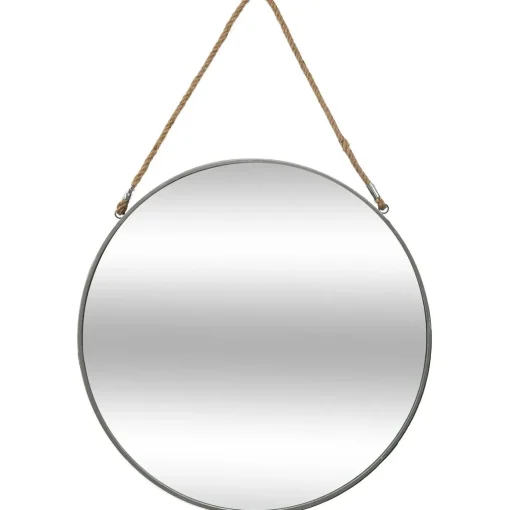 Espelho de parede cinza com corda 55cm