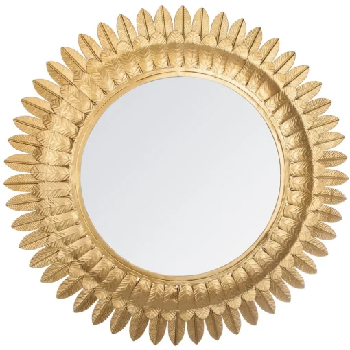Espelho de parede dourado com folhas