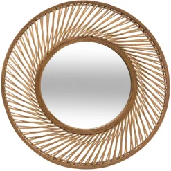 Espelho de parede espiral em bambu