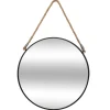 Espelho de parede ETNIC redondo preto com corda 55cm