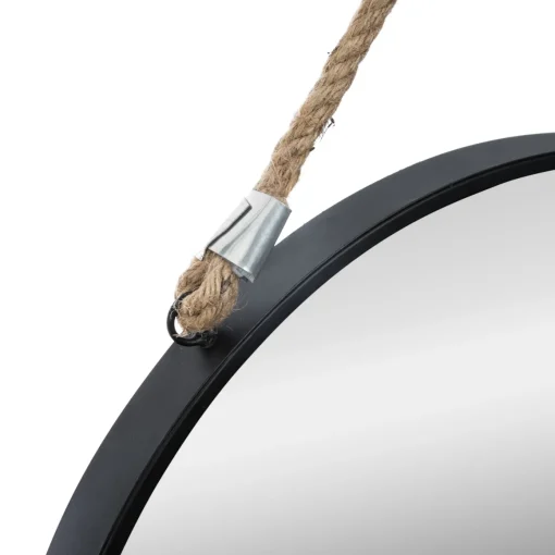 Espelho de parede ETNIC redondo preto com corda 55cm