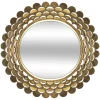 Espelho de parede flor em metal dourado