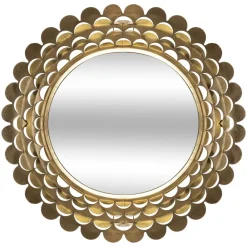 Espelho de parede flor em metal dourado