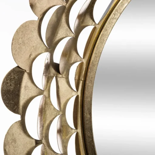 Espelho de parede flor em metal dourado