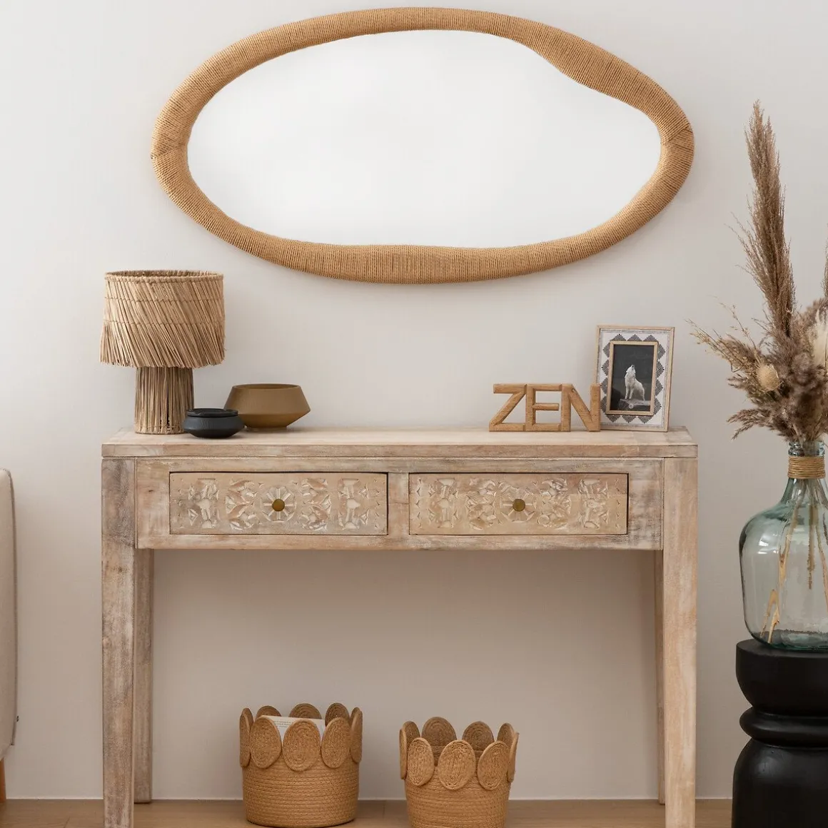 Espelho de parede laia bege 114cm