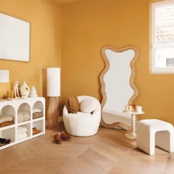 Espelho de parede MAGGIE bege em rattan 179,5cm