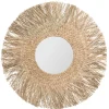 Espelho de parede redondo ael bege em ráfia 80cm