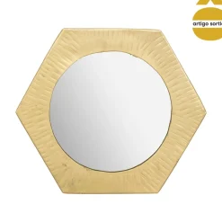 Espelho de parede ROMY dourado em metal martelado 18cm