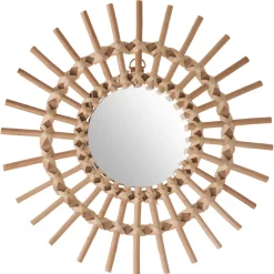Espelho de parede sol bege rattan 30cm
