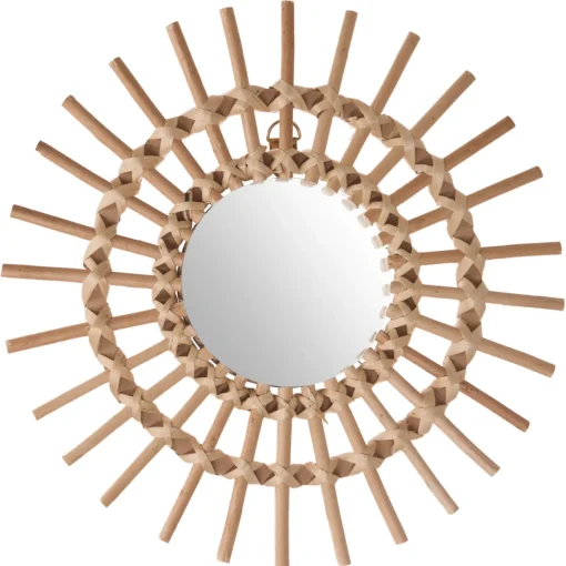 Espelho de parede sol bege rattan 30cm