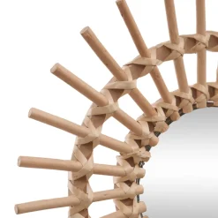 Espelho de parede sol bege rattan 30cm