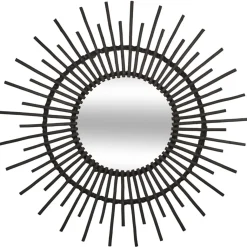 Espelho decorativo preto redondo rattan