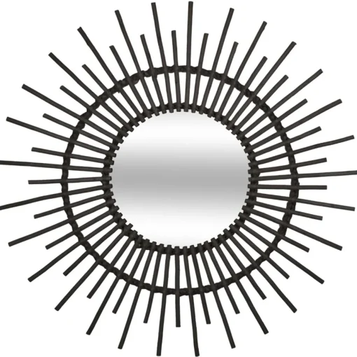 Espelho decorativo preto redondo rattan