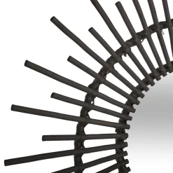 Espelho decorativo preto redondo rattan