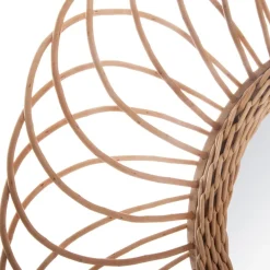 Espelho decorativo ROSÁCEA em rattan bege
