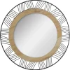 Espelho redondo decorativo ARCHI em metal e madeira 45cm