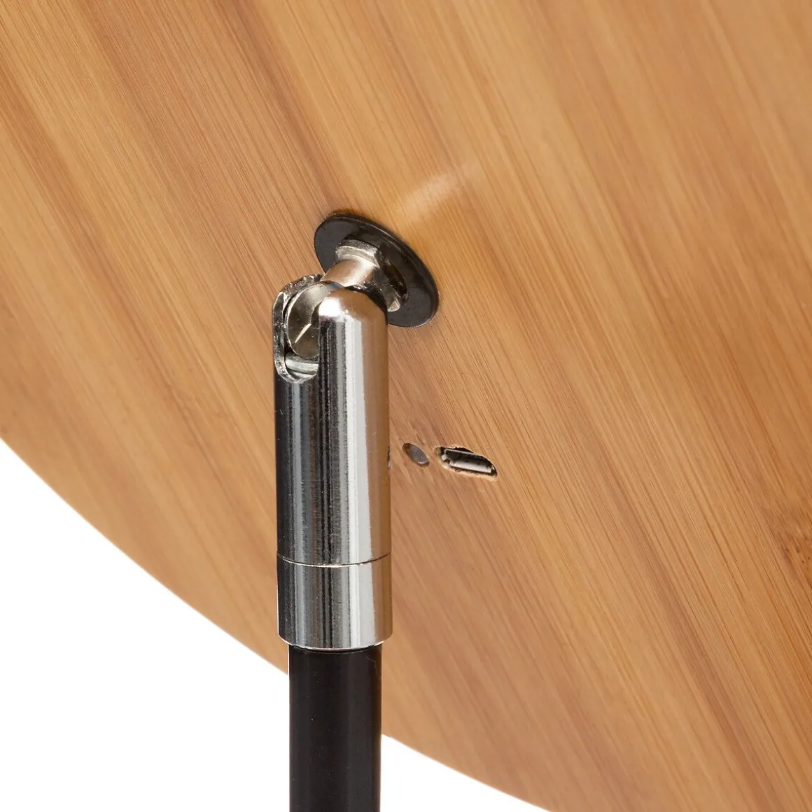 Espelho redondo led com suporte em bambu