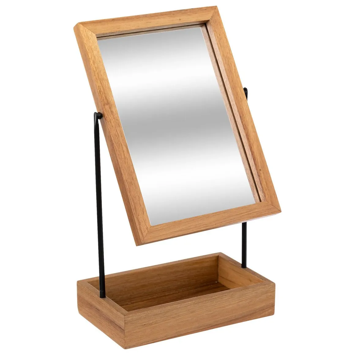 Espelho wc com prateleira madeira acácia