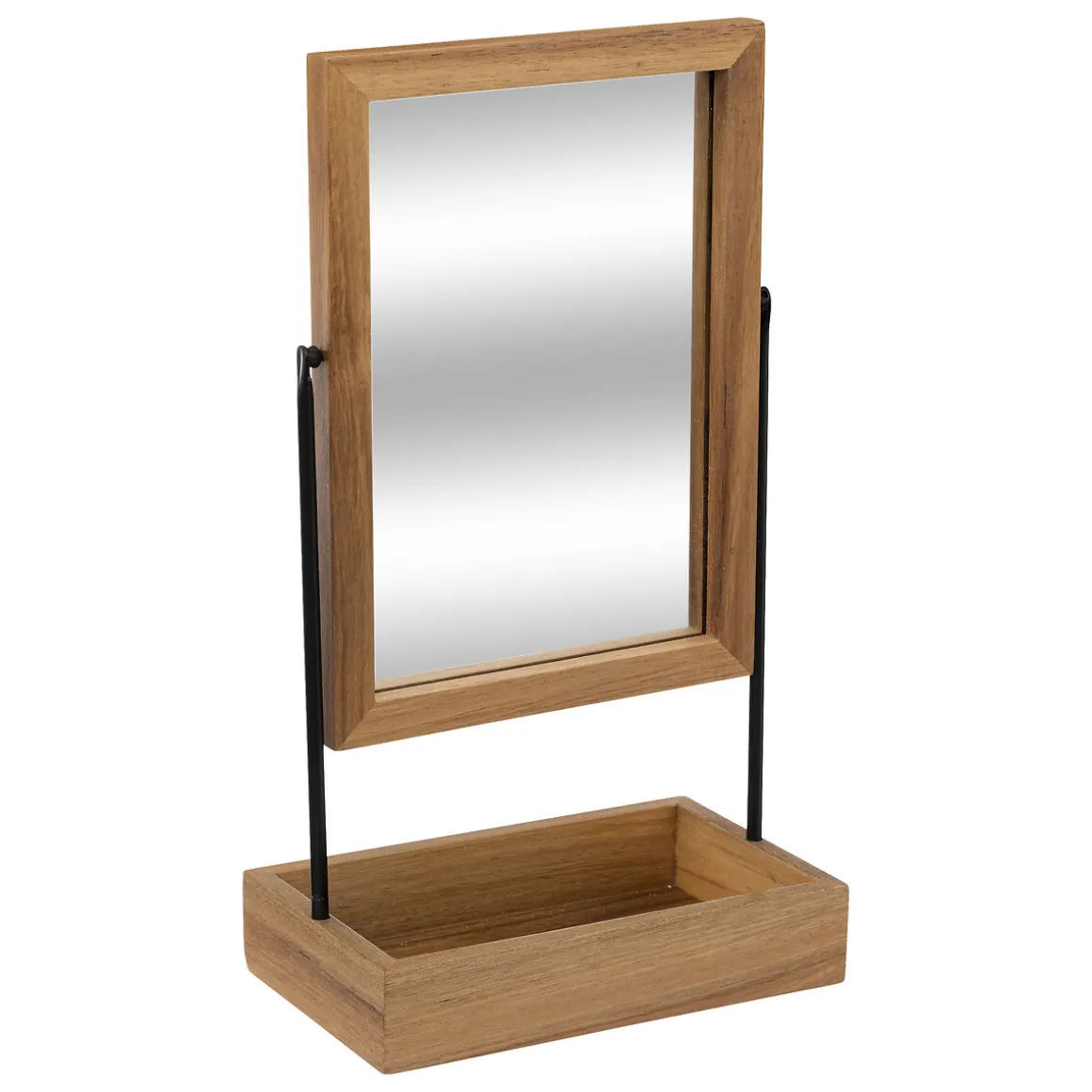 Espelho wc com prateleira madeira acácia