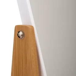 Espelho wc de bancada em bambu com moldura branca