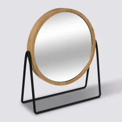 Espelho wc em bambu com suporte de metal