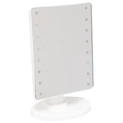 Espelho wc led em plástico branco 26cm