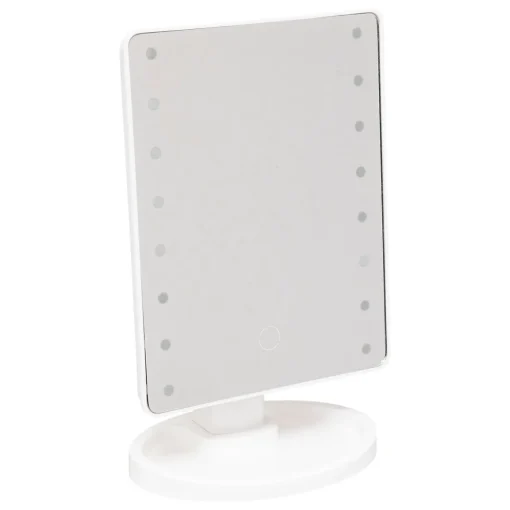 Espelho wc led em plástico branco 26cm