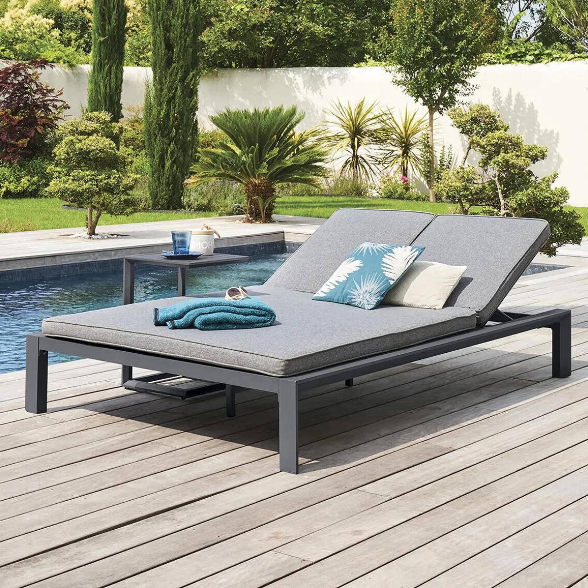 Espreguiçadeira dupla ÉVASION graphite e antracite