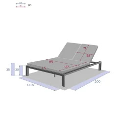 Espreguiçadeira dupla ÉVASION graphite e antracite